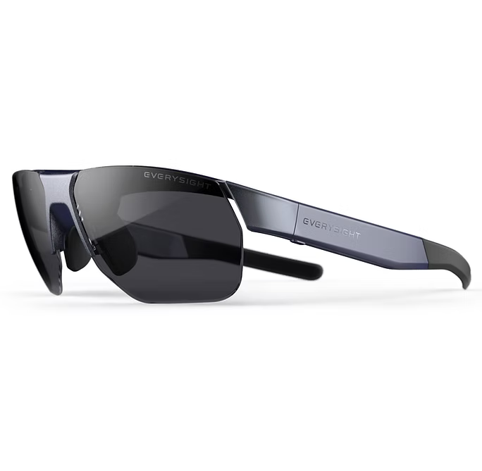 Sunglasses with black lenses and gray frames on a white background