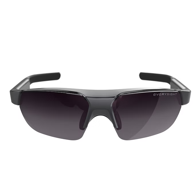 Black sunglasses with dark lenses on a white background