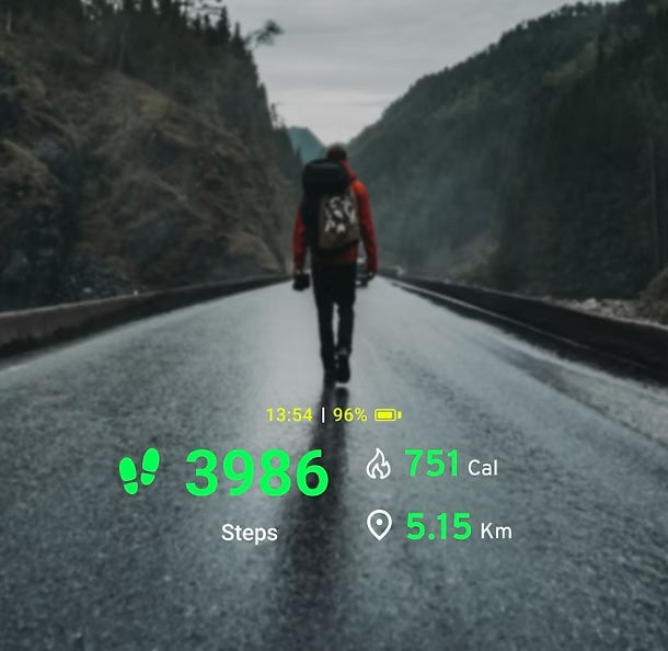 AR overlay of walking statistics