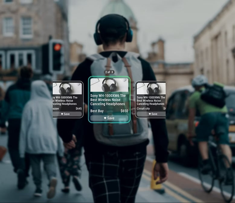 AR Overlay of shopping for headphones